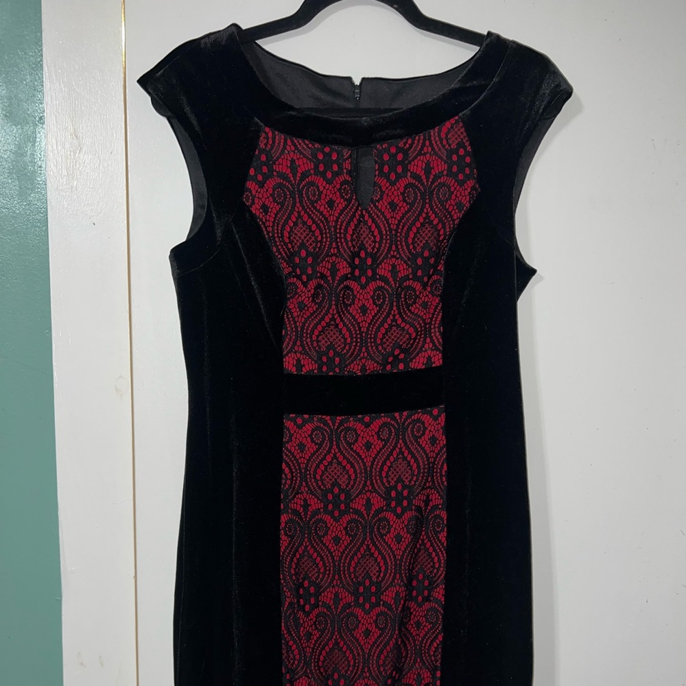 Black and Red Lace Velvet Whimsigoth Dress